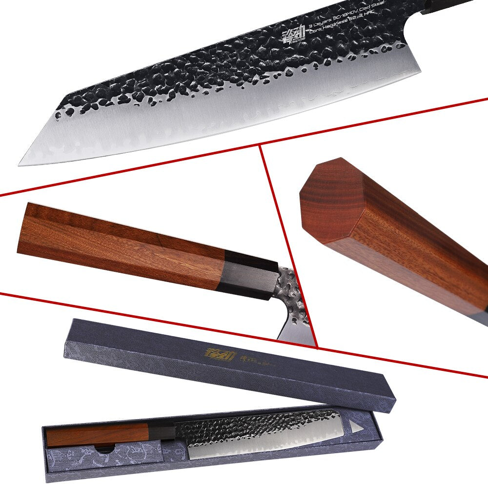 Kiritsuke Knife 3 layer clad steel w/octagon handle Gyuto Knives kitchen chef pro tools sharp