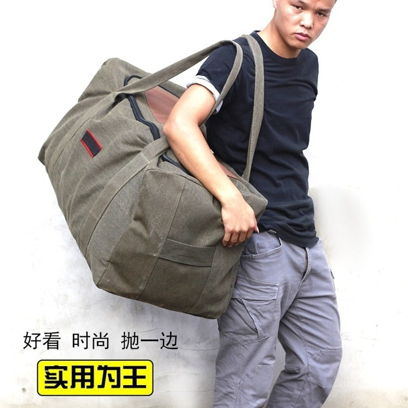 Large Capacity Canvas Travel Luggage Bag Outdoor Travel Duffle Bag