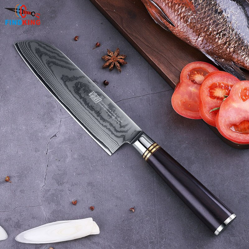 Damascus kitchen knives sets 67 layer Steel blade black handle knife Utility Santoku Chef