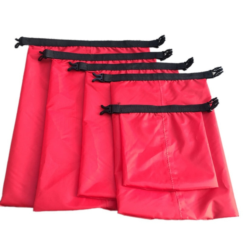 5pcs Waterproof Dry Bag Outdoor Beach Buckled Storage Sack Travel Drifting Swimming