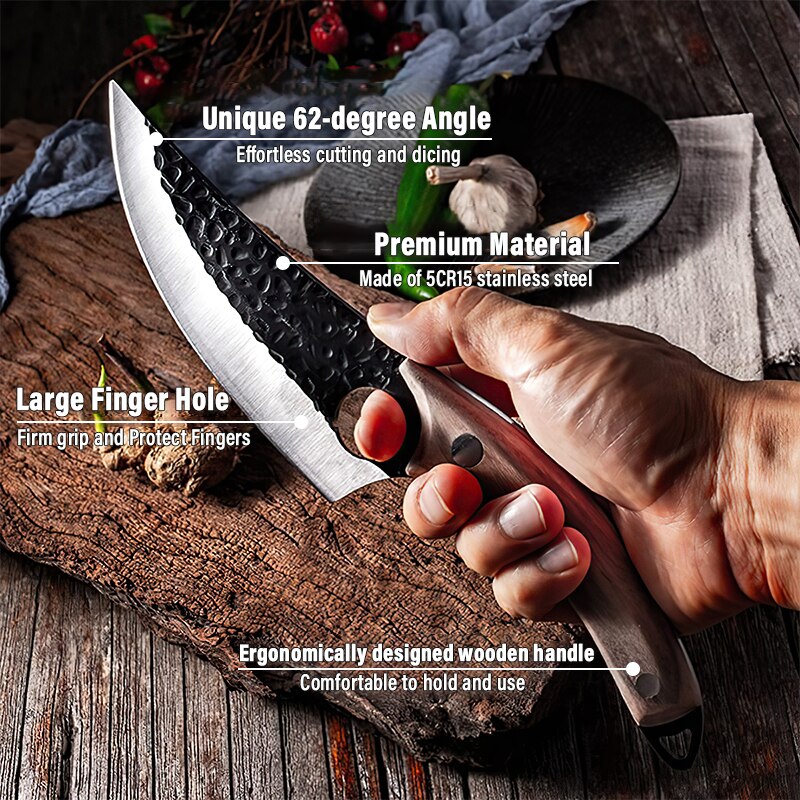 Kitchen Hunting Knife Handmade Forged Boning Meat Cleaver Butcher Fish Chef Stainless Steel