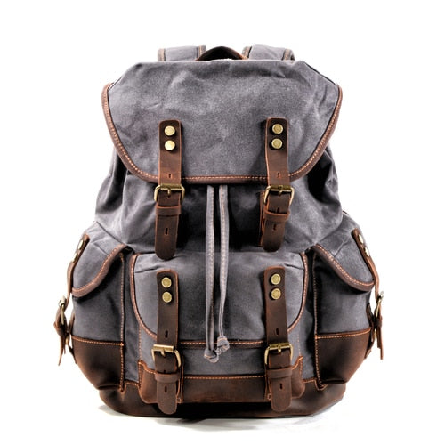 Waxed Canvas Backpack Men Backpacks Leisure Rucksack Travel School Bag Laptop