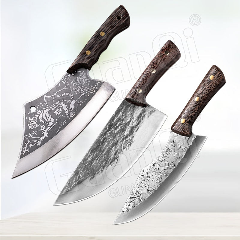 8 Inch Stainless Steel Butcher Knife Fishing Hunting Handmade Forged Bone Knife Meat Cleaver