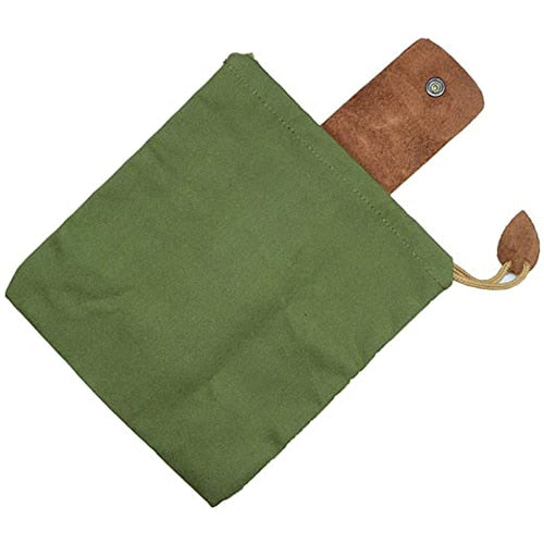 Leather Canvas Bushcraft Bag Canvas Foraging Pouch for Hiking, Buckle Duty Tool Pouch