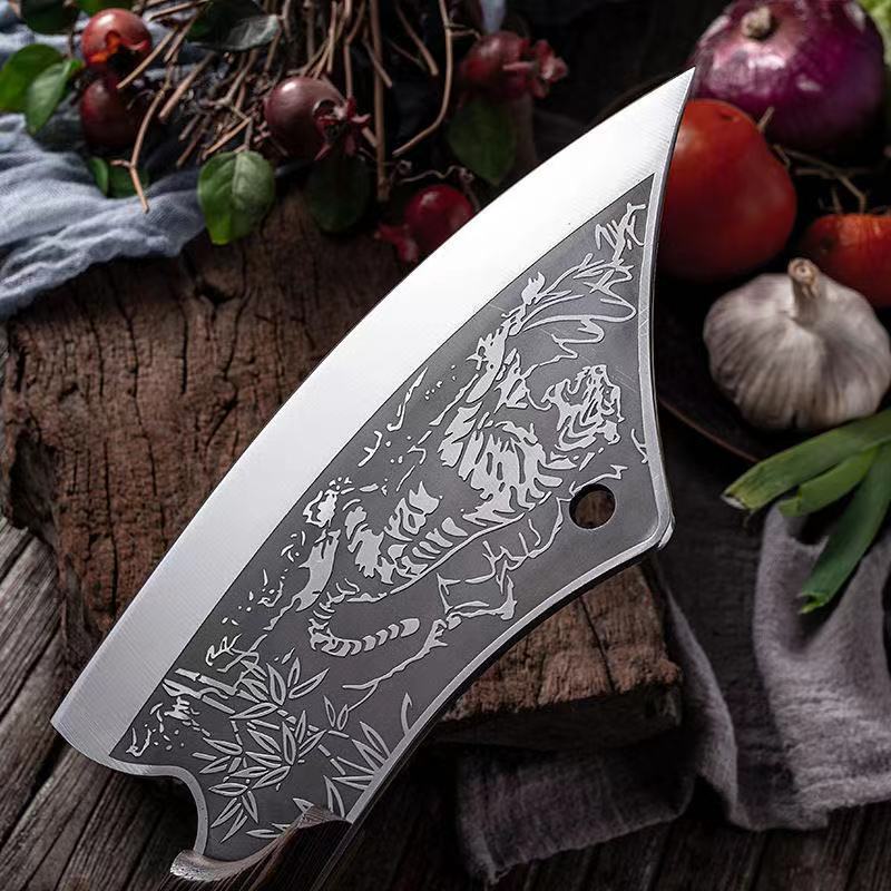 8 Inch Stainless Steel Butcher Knife Fishing Hunting Handmade Forged Bone Knife Meat Cleaver