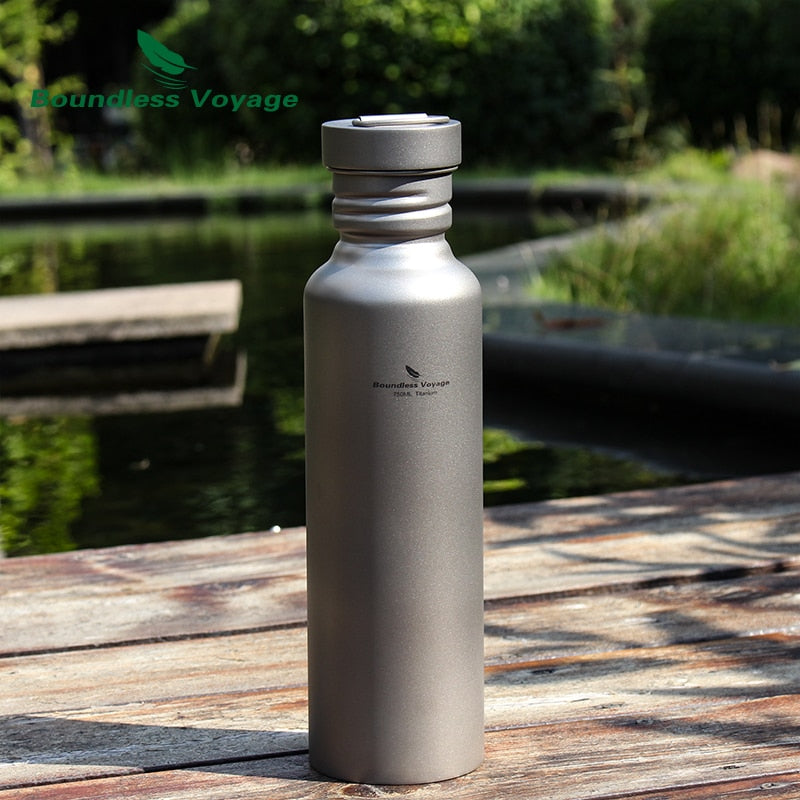 Titanium Water Bottle with Titanium Lid Outdoor Camping Cycling Hiking Tableware