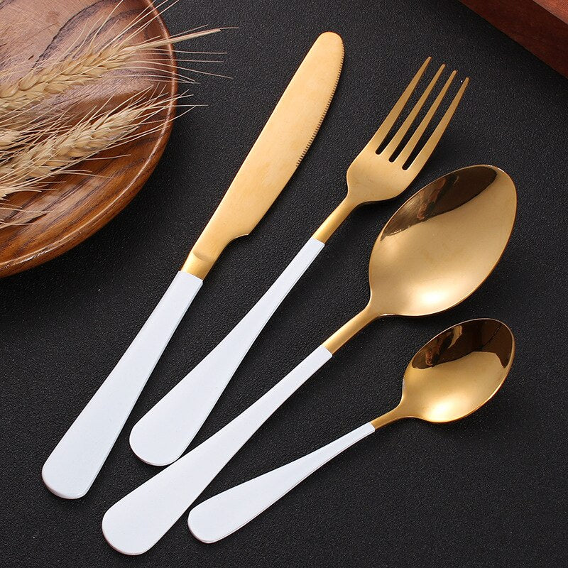 Forks Knives Spoons Stainless Steel Silverware Set Tableware Set Cutlery Knives Sets Tea