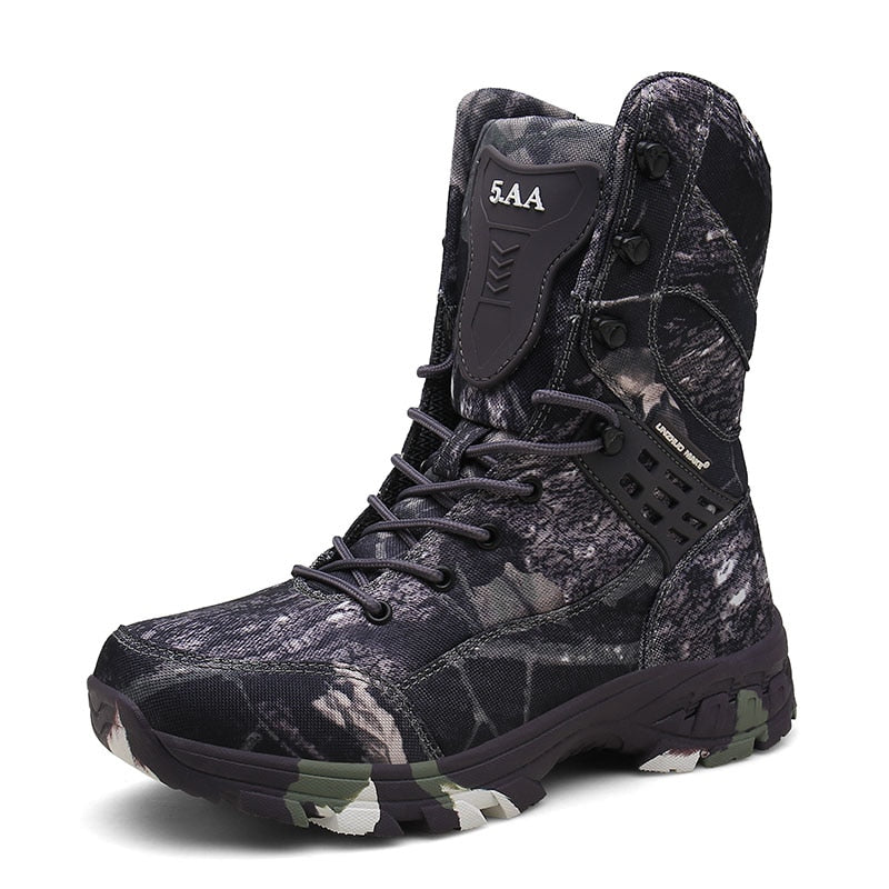 High Top Tactical Boots Men Shoes Waterproof Hiking Outdoor Hunting Mountain Desert Combat Military