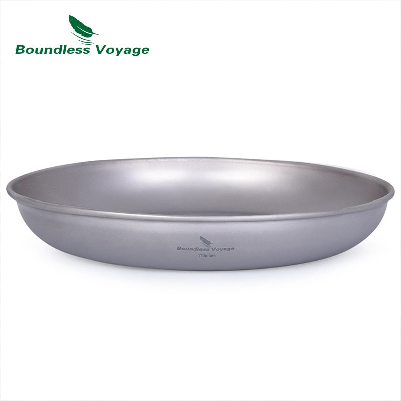 Boundless Voyage Ultralight Titanium Pan Dish Plate with Carry Mesh Bag Outdoor Camping Kit