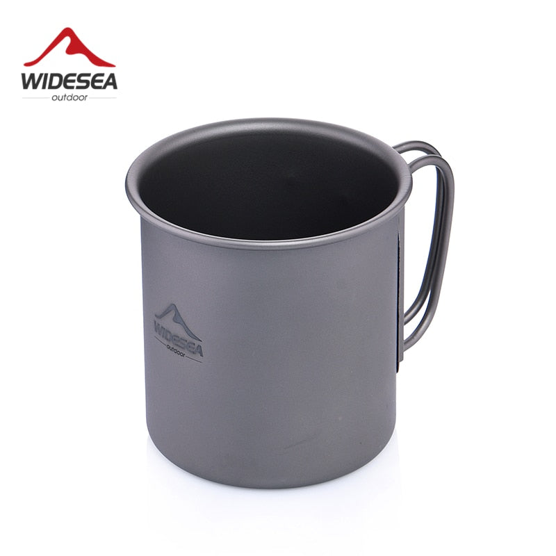 Widesea Camping Mug Titanium Cup Tourist Picnic Tableware Utensils Equipment Outdoor