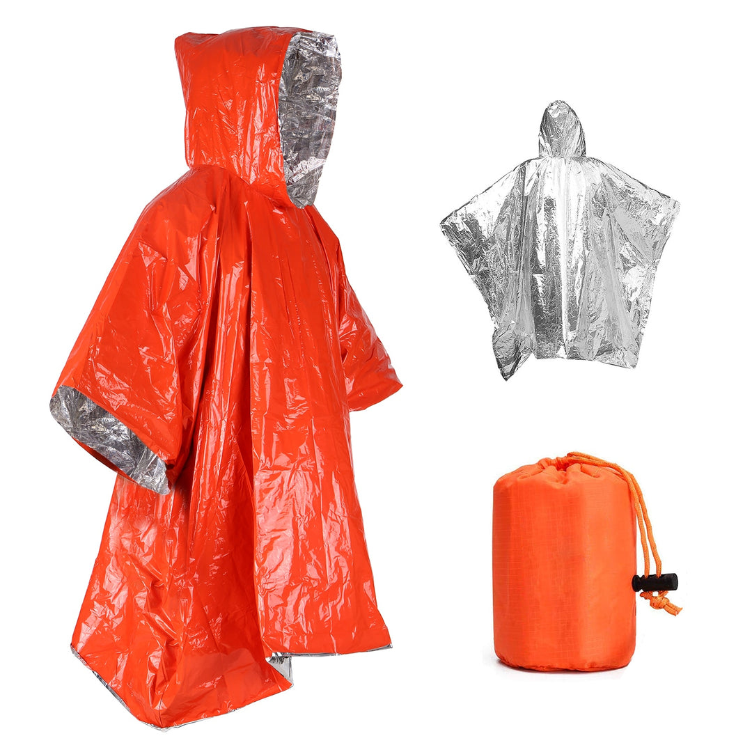 Orange Emergency Raincoat Aluminum Film Disposable Poncho Cold Insulation Tool Equipment