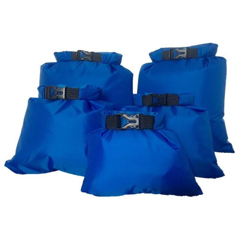 5pcs Waterproof Dry Bag Outdoor Beach Buckled Storage Sack Travel Drifting Swimming