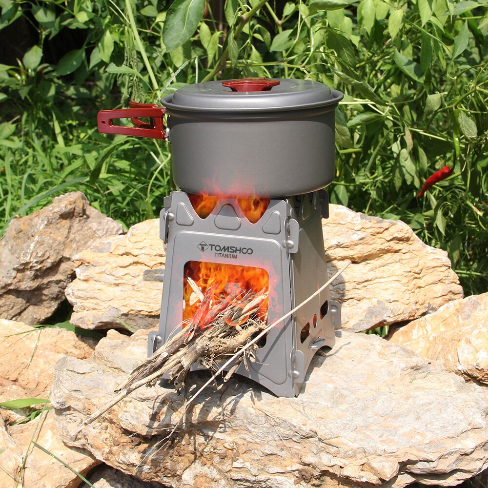 TOMSHOO Titanium Wood Burning Stove Portable Camping Stove Outdoor Firewood