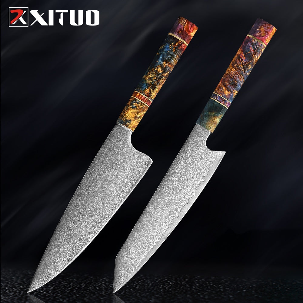 XITUO 2-5PCS Knives Set Nakiri Knife Japanese Damascus Steel Chef Knife Unique Solidified