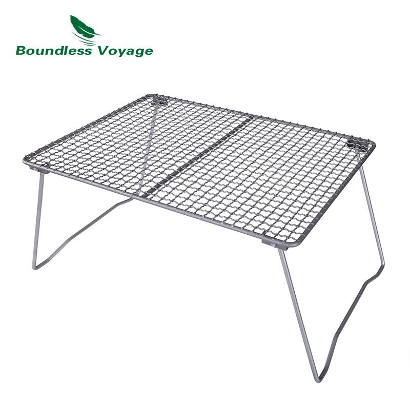 BBQ Grill Net with Folding Legs for Camping Beach Picnic Meat Food Barbecue Desk Tabletop