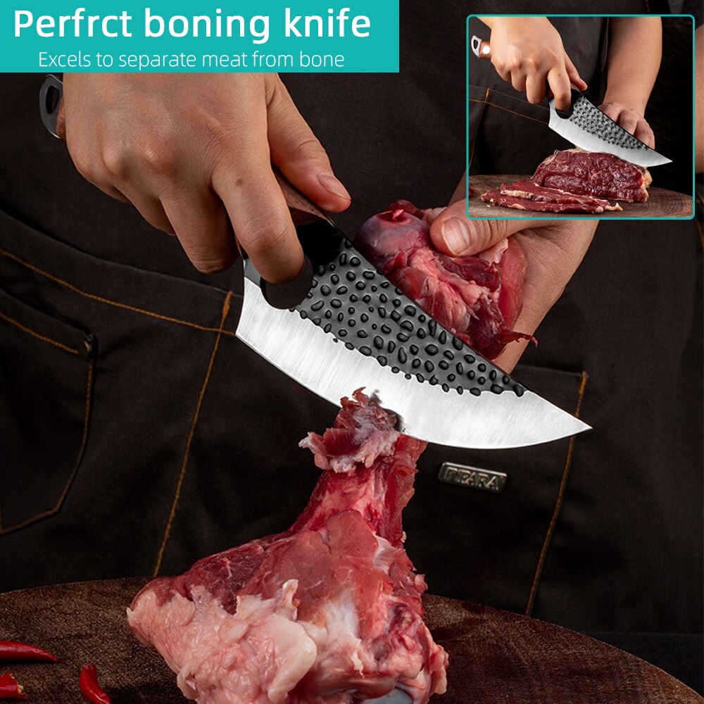 Handmade Forged Stainless Steel Full-Tang Butcher Boning Meat Cleaver Outdoor Hunting