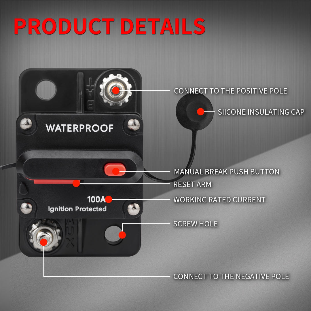 30A-300A Fuse 12V Circuit Breaker Manual Reset Fuse Car Boat Manual Power Protect