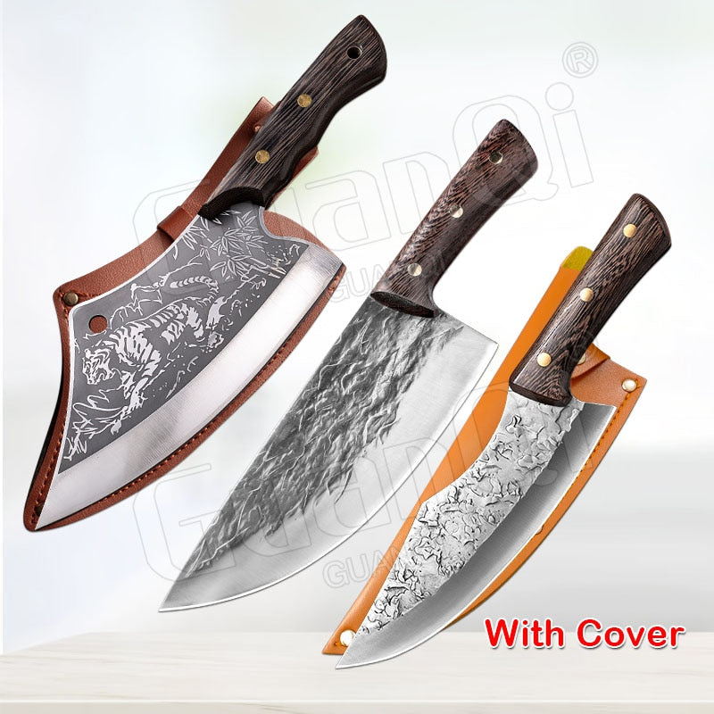 8 Inch Stainless Steel Butcher Knife Fishing Hunting Handmade Forged Bone Knife Meat Cleaver