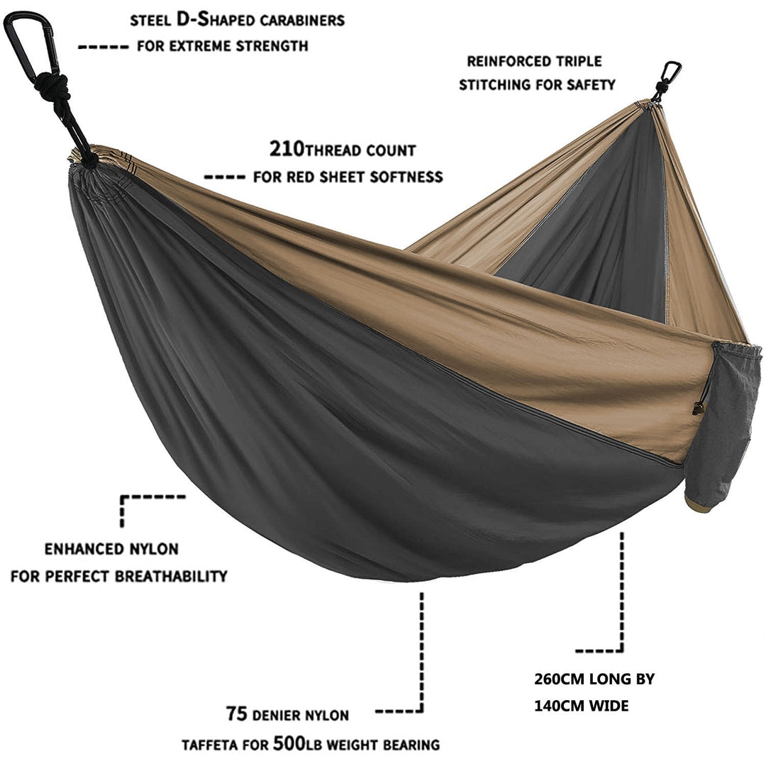 Solid Color Parachute Hammock with Hammock straps and Black carabiner Camping Survival