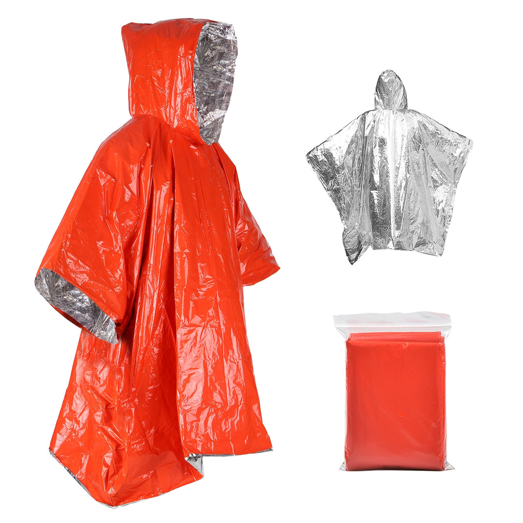 Orange Emergency Raincoat Aluminum Film Disposable Poncho Cold Insulation Tool Equipment