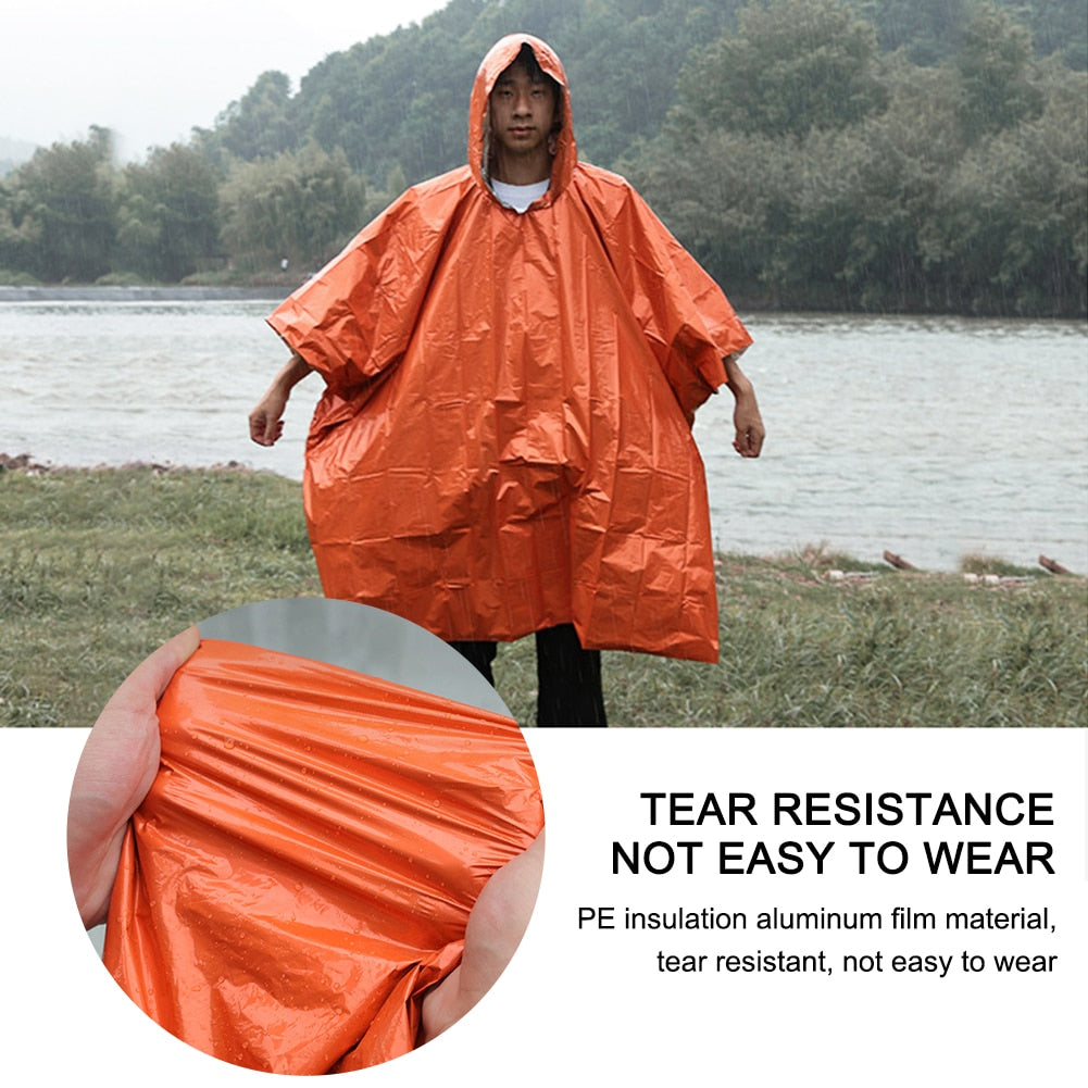 Waterproof Emergency Motorcycle Raincoat Aluminum Film Poncho Cold Insulation Rainwear