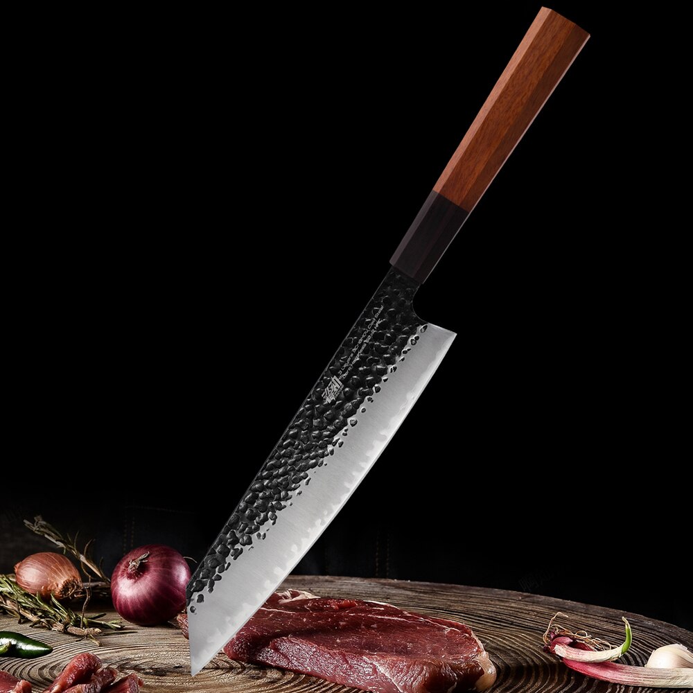 Kiritsuke Knife 3 layer clad steel w/octagon handle Gyuto Knives kitchen chef pro tools sharp