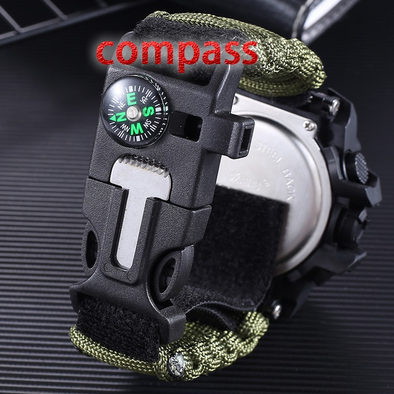 ADDIES Men Military Sports Digital Watches Compass Outdoor Survival Multi-function