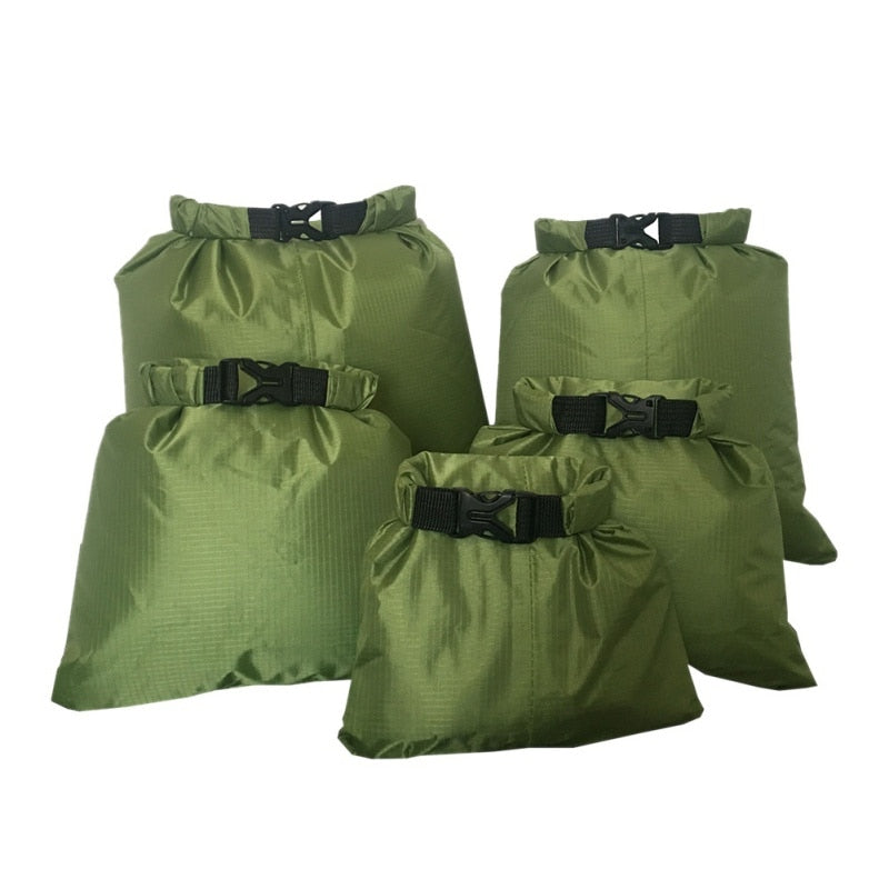 5pcs Waterproof Dry Bag Outdoor Beach Buckled Storage Sack Travel Drifting Swimming