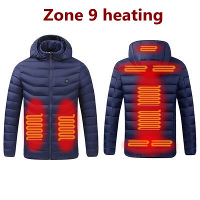 NWE Men Winter Warm USB Heating Jackets Smart Thermostat Pure Color Hooded Heated Jackets