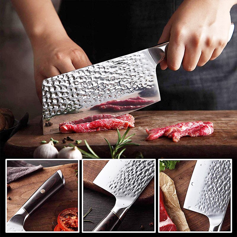 Chinese Kitchen Knives Meat Vegetables Slicing Knife Super Sharp Blade Stainless Steel Cleaver