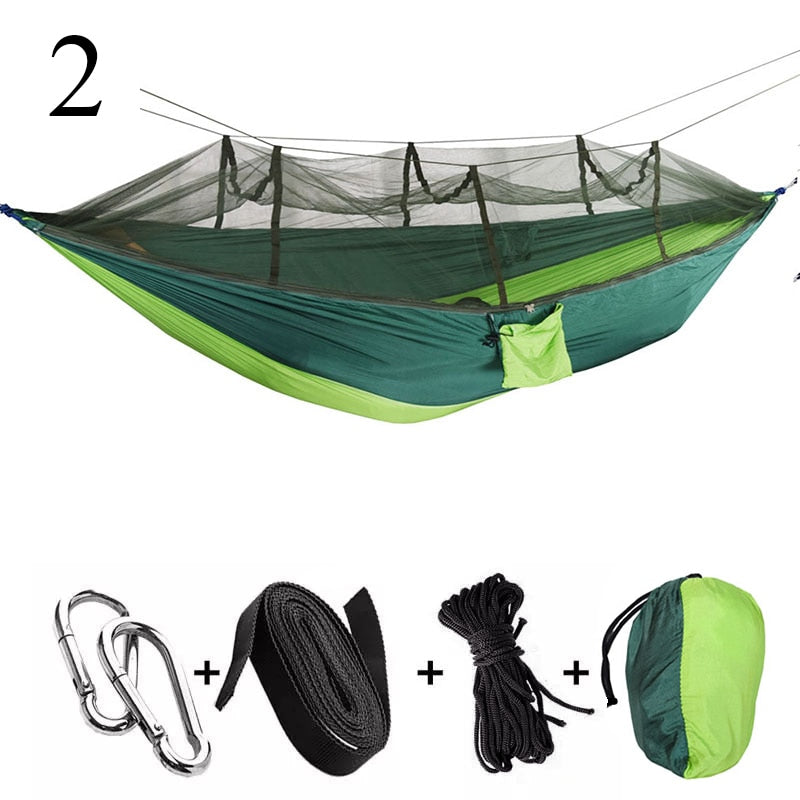 Portable Outdoor Camping Hammock 1-2 Person Go Swing With Mosquito Net Hanging Bed