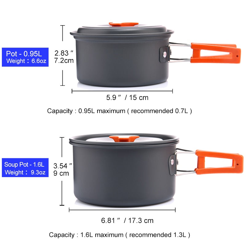 Widesea Camping Tableware Outdoor Cookware Set Pots Tourist Dishes Bowler Kitchen