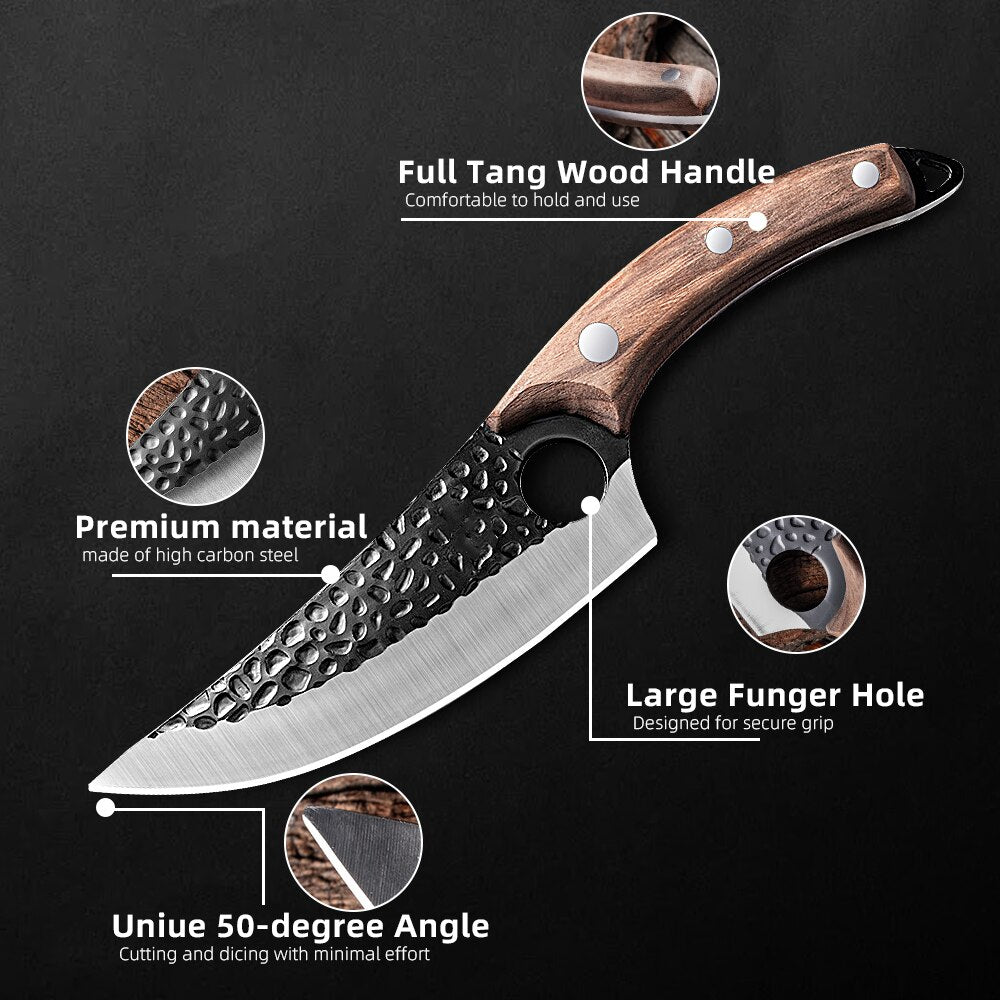 Handmade Forged Stainless Steel Full-Tang Butcher Boning Meat Cleaver Outdoor Hunting