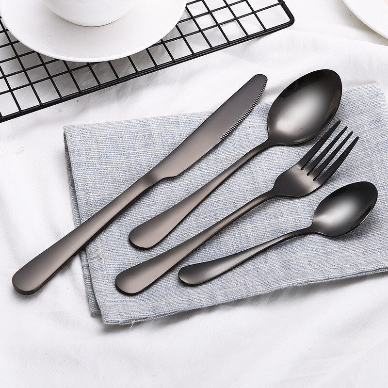 Forks Knives Spoons Stainless Steel Silverware Set Tableware Set Cutlery Knives Sets Tea