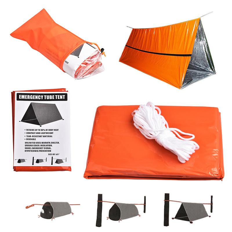 Orange Emergency Shelter Tents Waterproof Thermal Blanket Camping SOS Shelter Aluminum Tent