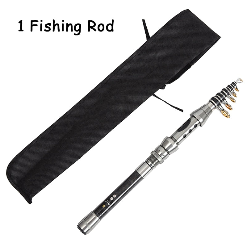 Professional Fishing Rod Carbon Fiber 1.5-2.4M Sea River Fishing Ultralight Telescopic Spinning