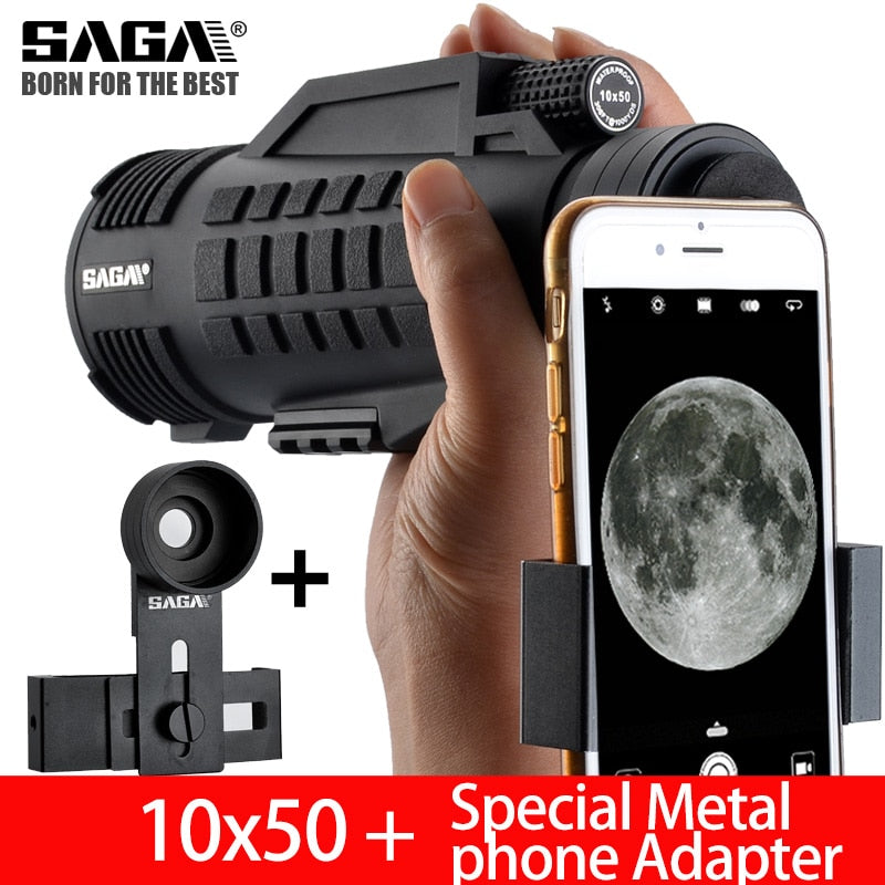 Saga Professional Monocular Telescope 8/10/12X42/50 Mini Telescopio Bak4 Prism Compact