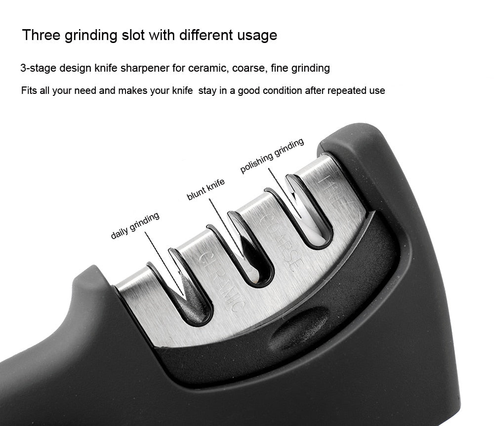 Knife Sharpener for Ceramic, Steel, Straight and Serrated Knives & Scissors - Diamond/Tungsten