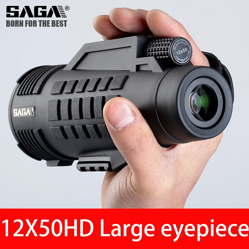 Saga Professional Monocular Telescope 8/10/12X42/50 Mini Telescopio Bak4 Prism Compact