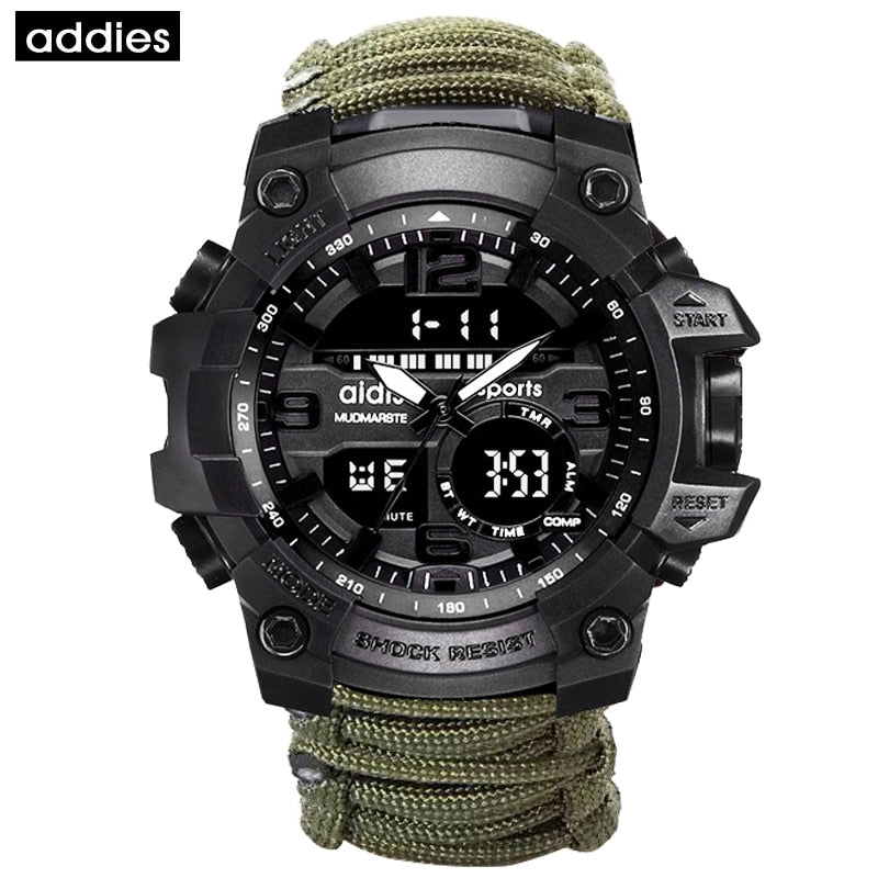 ADDIES Men Military Sports Digital Watches Compass Outdoor Survival Multi-function