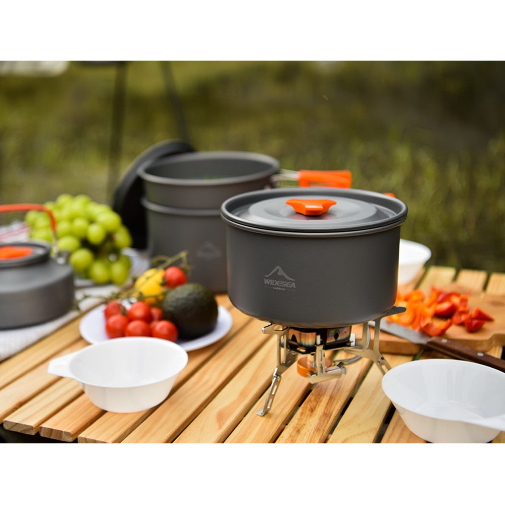 Widesea Camping Tableware Outdoor Cookware Set Pots Tourist Dishes Bowler Kitchen