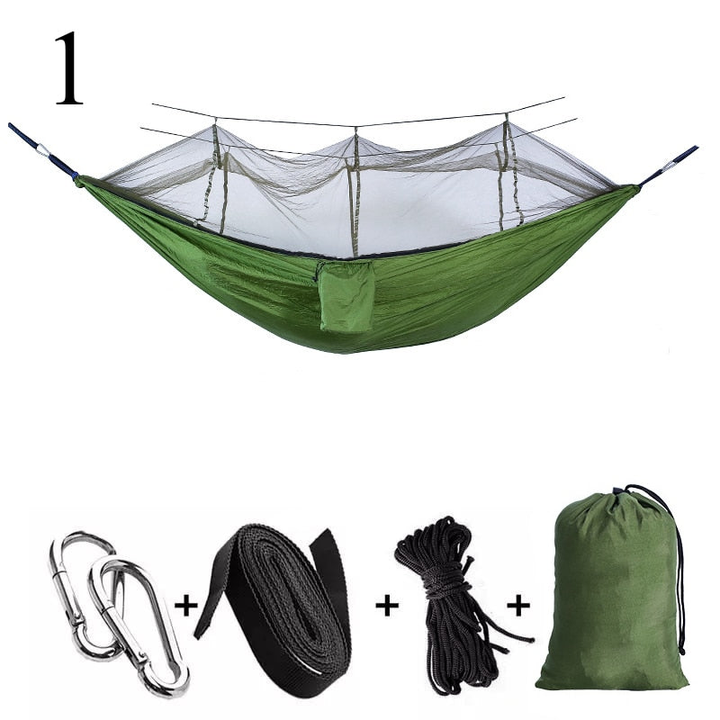 Portable Outdoor Camping Hammock 1-2 Person Go Swing With Mosquito Net Hanging Bed