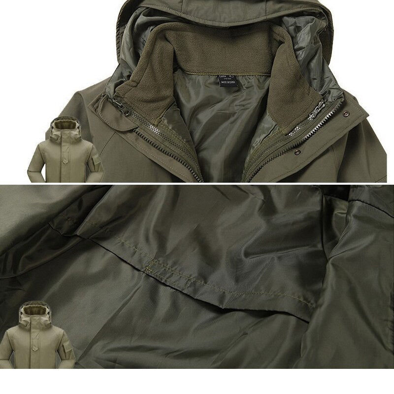 Men Winter Camouflage Thermal Thick Coat + Liner Parka Military Tactical Hooded