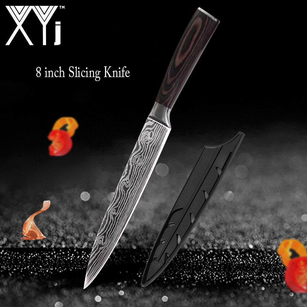 Kitchen Knife Set Stainless Steel Holder Gift Cover Bread Paring Nakiri Knives Cutter Tools