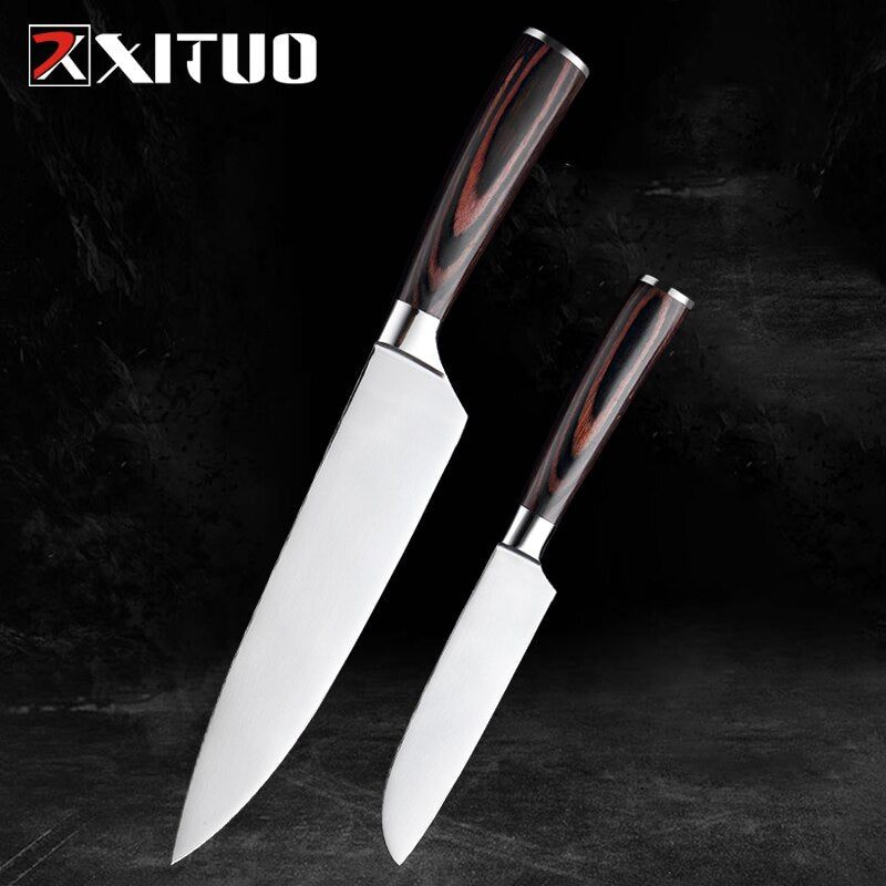 XITUO Kitchen Knife Set Stainless Steel Paring Utility Santoku Chef Sliced fruit knife Bread