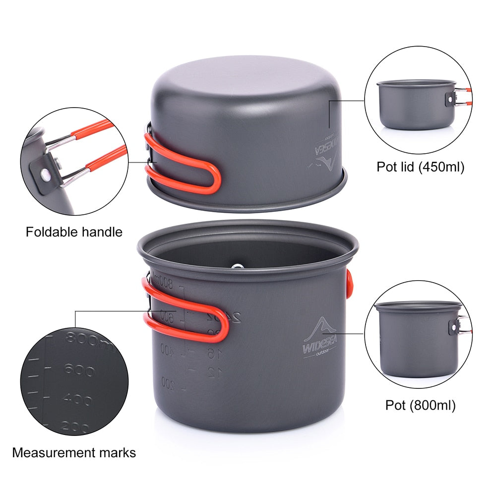 Widesea Camping Cookware Outdoor Cooking Set Tableware Tourist Kitchen Camping Pot