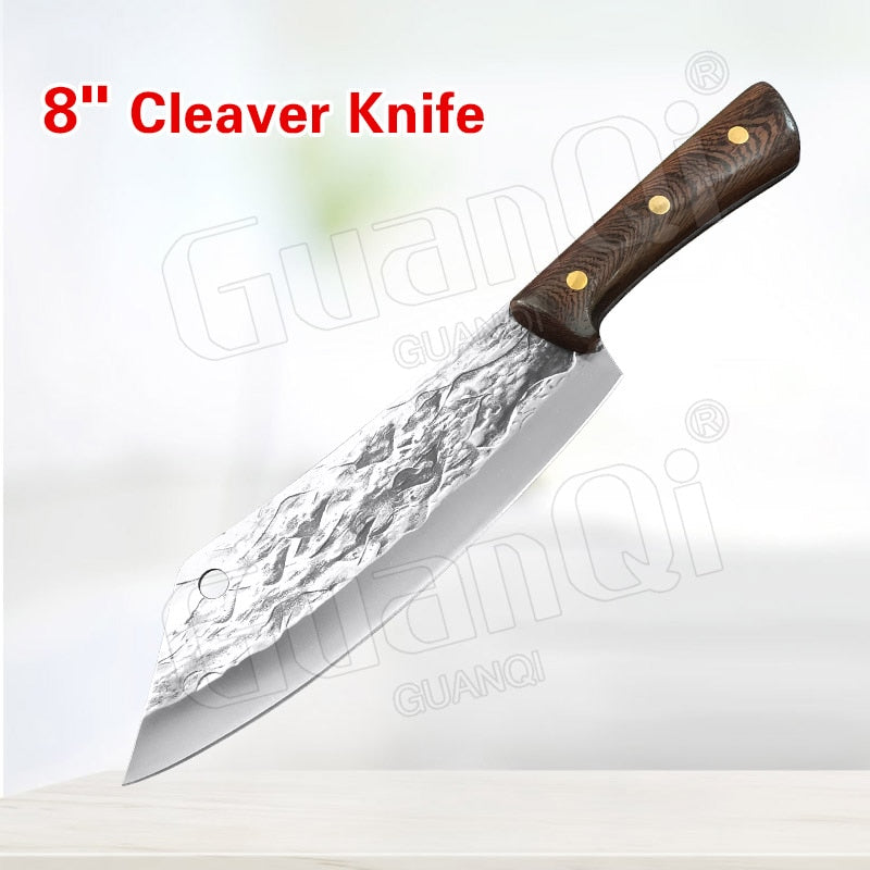 8 Inch Stainless Steel Butcher Knife Fishing Hunting Handmade Forged Bone Knife Meat Cleaver