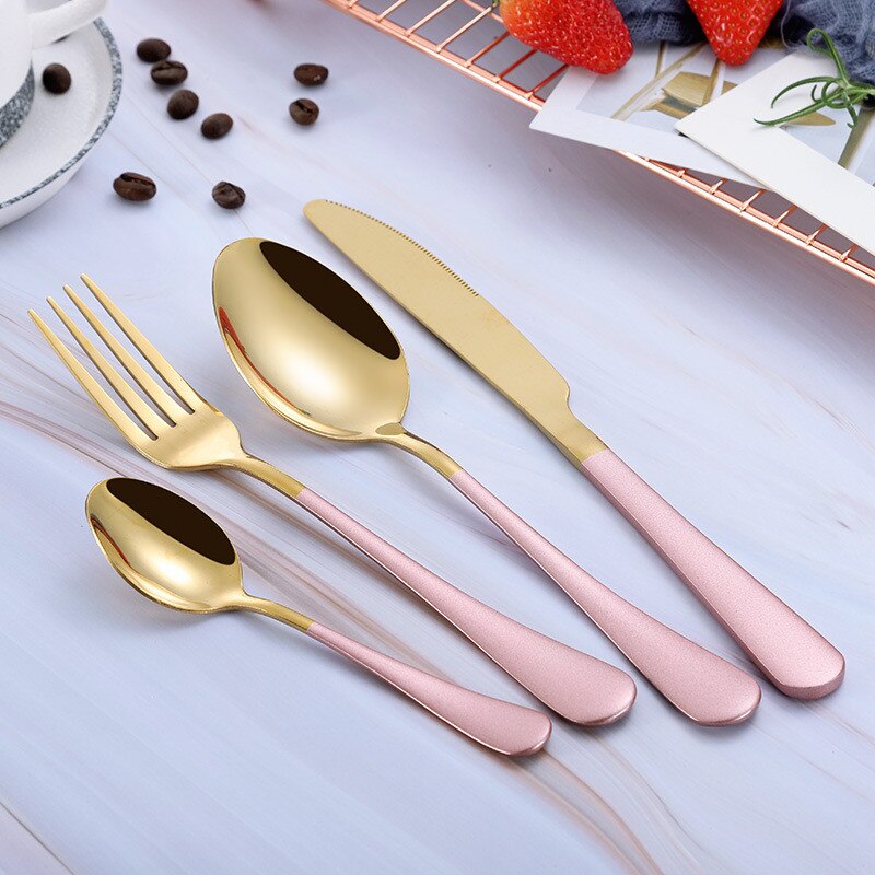 Forks Knives Spoons Stainless Steel Silverware Set Tableware Set Cutlery Knives Sets Tea