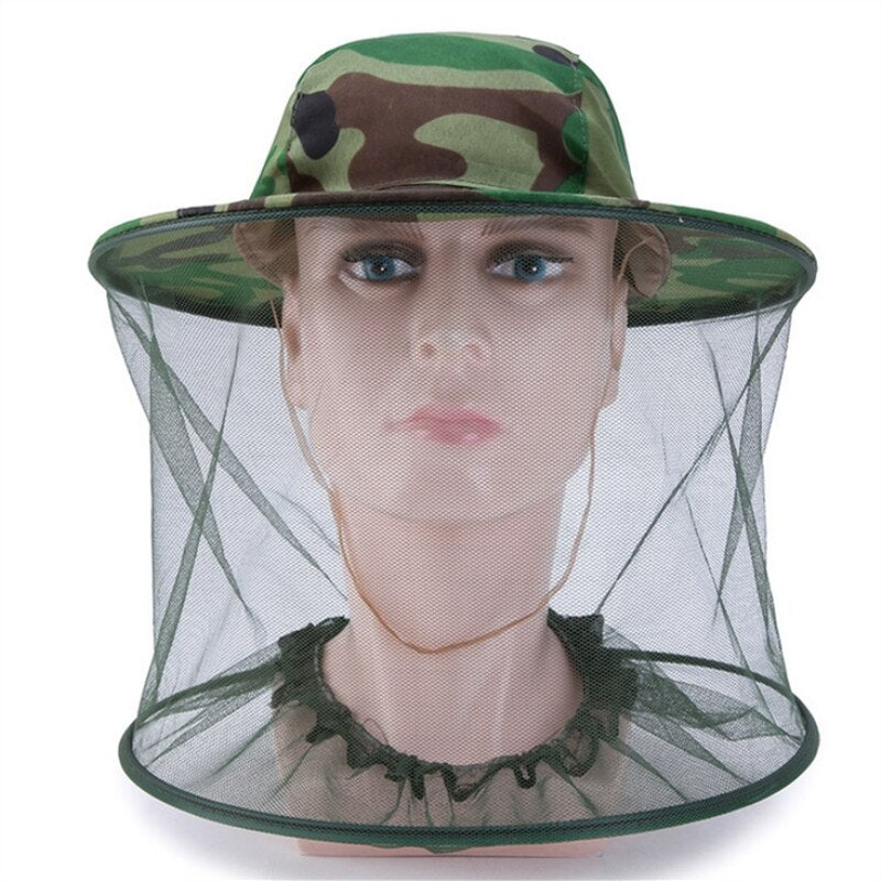 Camouflage Fishing Cap Women Wide Brim Visor Sunshade Hunting Bee Keeping Mesh Hat