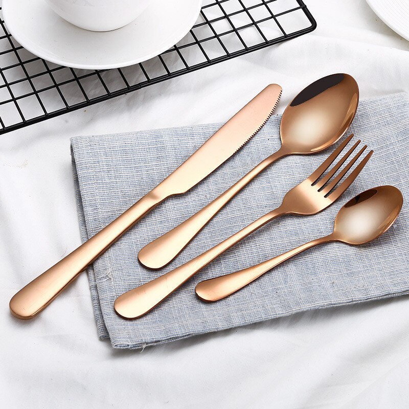 Forks Knives Spoons Stainless Steel Silverware Set Tableware Set Cutlery Knives Sets Tea